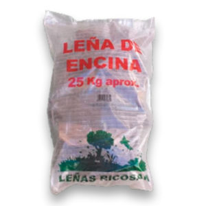 Distribución y venta de leña y carbón en Segovia y toda España - Leñas Ricosan - Leña de encina, en saco de 25 kg